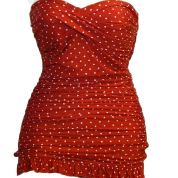 Red Polka Dot Women's Swim Dress - Picture 12 of 12